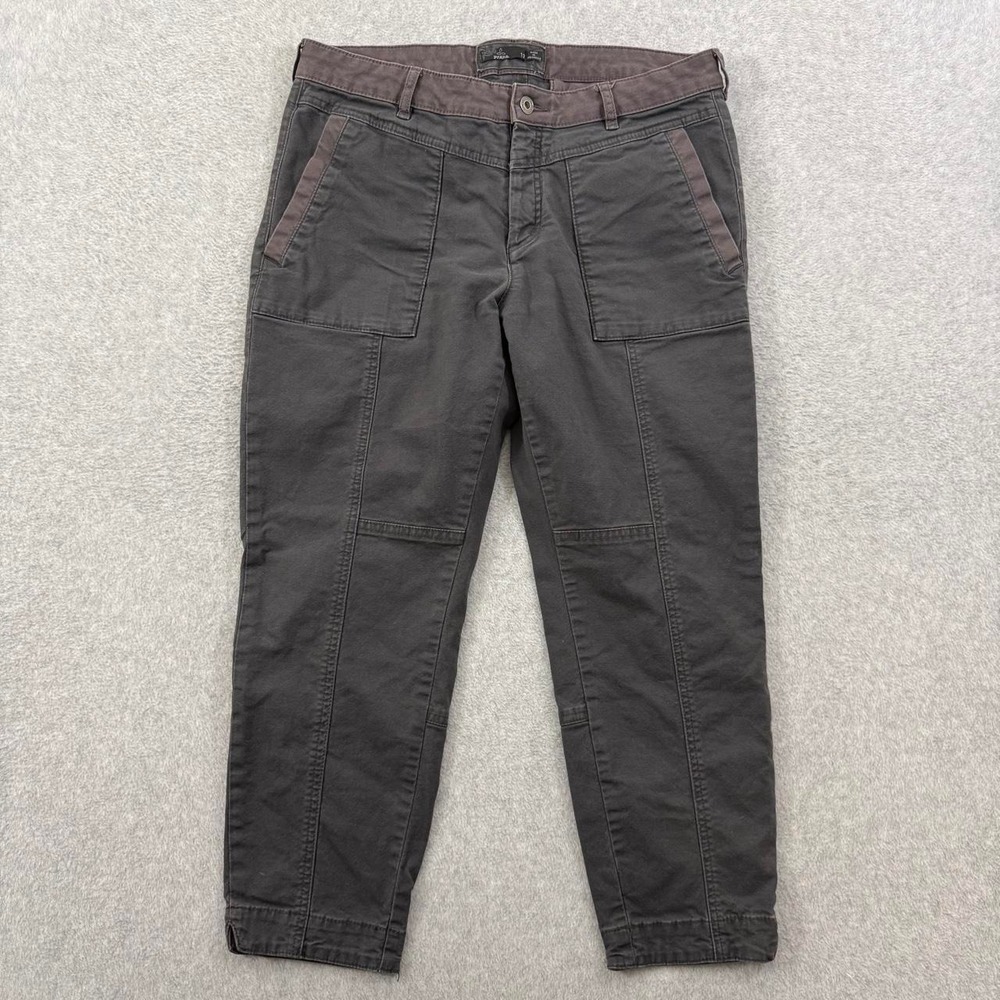 prAna Women's Size 12 34x25 Charcoal Gray Utility Stretch Pants Straight Leg